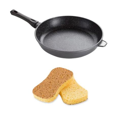 Lot poêle revêtement Dur comme la pierre 32 cm et 2 éponges végétales Mathon Lot poêle revêtement Dur comme la pierre 32 cm et 2 éponges végétales Mathon