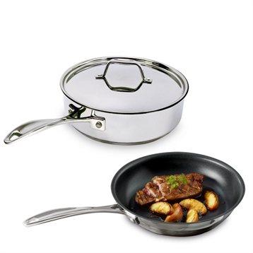 Lot Poêle, sauteuse et couvercle 24 cm Chef Beka