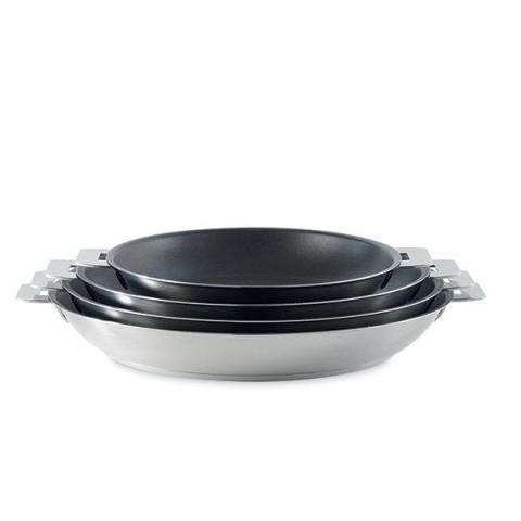 Lot Poêles antiadhérentes inox Strate 20, 24, 26 et 28 cm Cristel Lot Poêles antiadhérentes inox Strate 20, 24, 26 et 28 cm Cristel