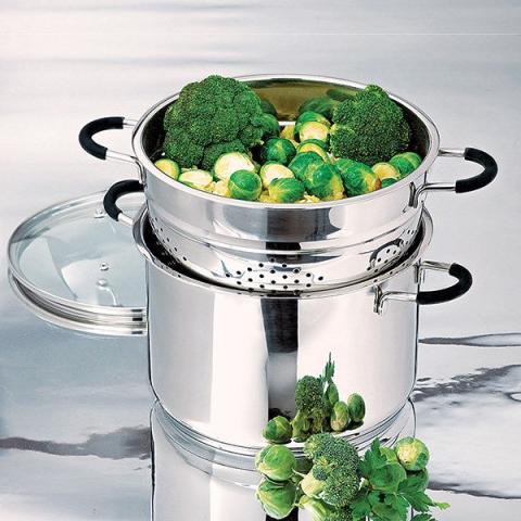 Marmite haute Rapid Cook avec couvercle et élément vapeur 26 cm 8,5 L Mathon