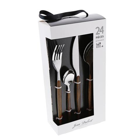 Ménagère 24 pièces Amsterdam en inox et manche effet bois Jean Dubost