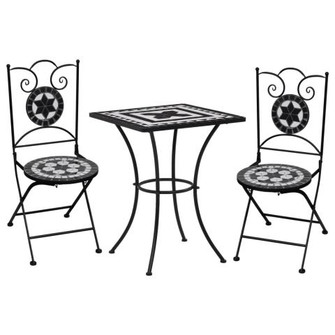 Meuble de bistro mosaïque 3 pièces carreaux céramiques noir/blanc  02_0014508