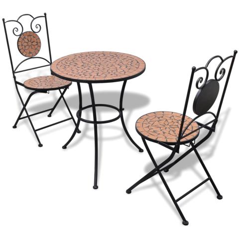 Mobilier de bistro 3 pièces carreaux céramiques terre cuite  02_0014539