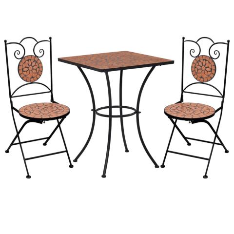 Mobilier de bistro 3 pièces mosaïque carreau céramique terre cuite 02_0014541 Mobilier de bistro 3 pièces mosaïque carreau céramique terre cuite 02_0014541