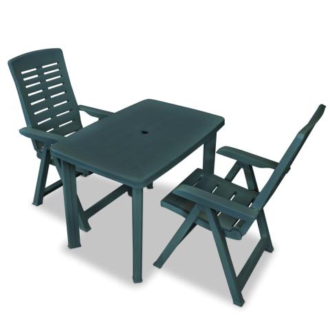 Mobilier de bistro 3 pièces plastique vert 02_0014544