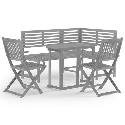 Mobilier de bistro 4 pièces bois d'acacia solide gris 02_0014546