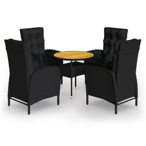 Mobilier de bistro de jardin 5 pièces résine tressée noir 02_0014550