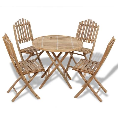 Mobilier à dîner d'extérieur pliable 5 pièces bambou 02_0014706