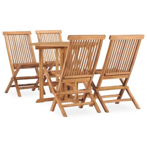Mobilier à dîner d'extérieur pliable 5 pièces bois solide de teck 02_0014712