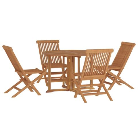 Mobilier à dîner d'extérieur pliable 5 pièces bois solide de teck 02_0014715