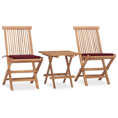 Mobilier à dîner d'extérieur pliable avec coussin 3 pièces teck 02_0014723