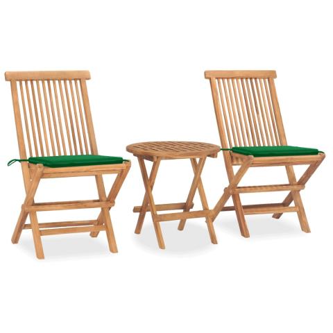Mobilier à dîner d'extérieur pliable avec coussin 3 pièces teck 02_0014724