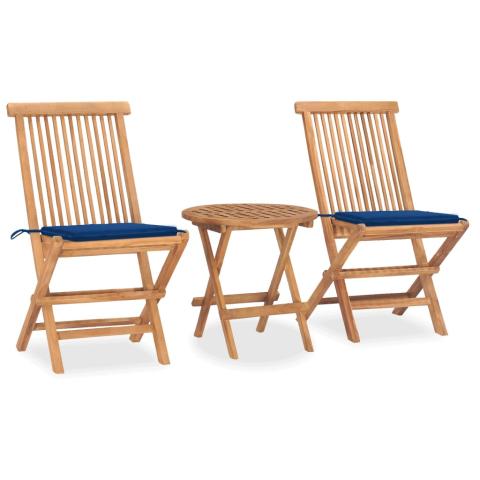 Mobilier à dîner d'extérieur pliable avec coussin 3 pièces teck 02_0014729