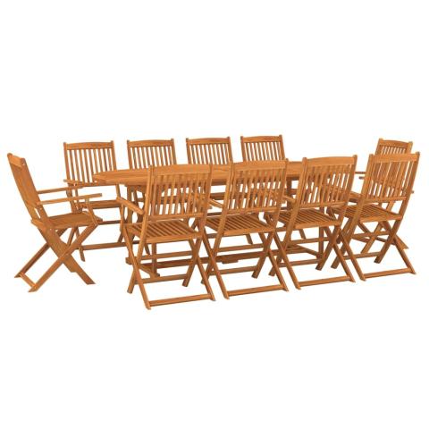 Mobilier à dîner de jardin 11 pièces bois d'acacia massif 02_0014733 Mobilier à dîner de jardin 11 pièces bois d'acacia massif 02_0014733