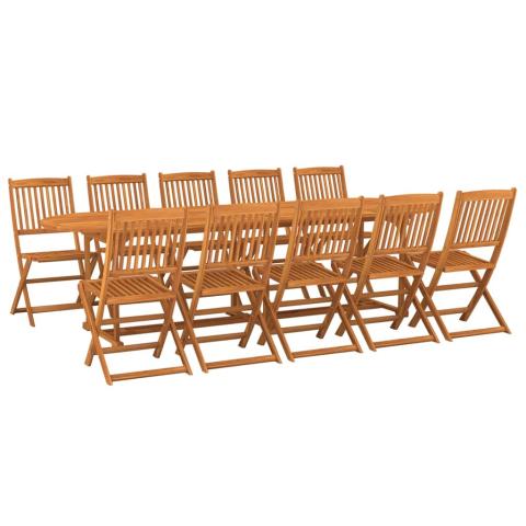 Mobilier à dîner de jardin 11 pièces bois d'acacia massif 02_0014735