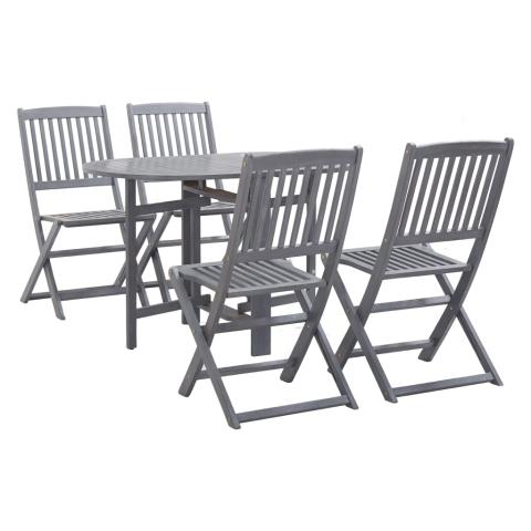 Mobilier à dîner de jardin 5 pièces bois d'acacia massif gris 02_0014767