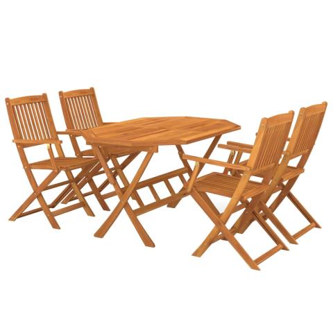 Mobilier à dîner de jardin 5 pièces bois d'acacia solide 02_0014768