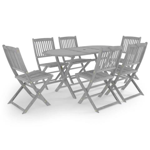 Mobilier à dîner de jardin 7 pièces bois d'acacia massif gris 02_0014808