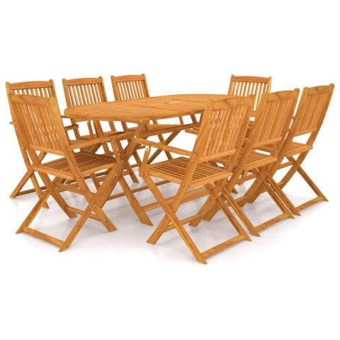 Mobilier à dîner pliable de jardin 9 pièces bois d'acacia solide  02_0014942