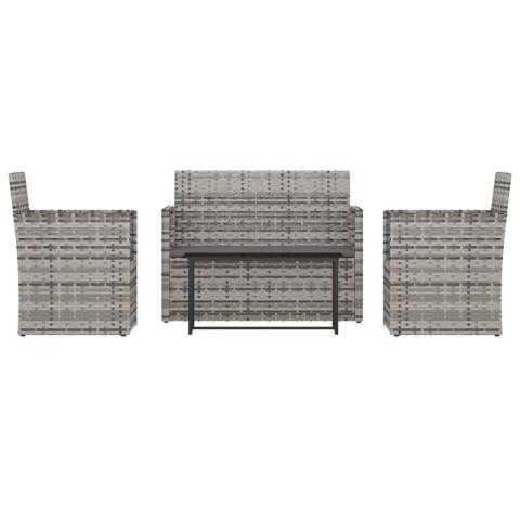 Mobilier d'extérieur 4 pièces avec coussins résine tressée gris 02_0014527