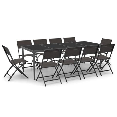 Mobilier de salle à manger d'extérieur 11 pièces acier 02_0014556