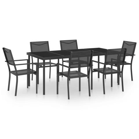 Mobilier de salle à manger d'extérieur 7 pièces acier 02_0014566