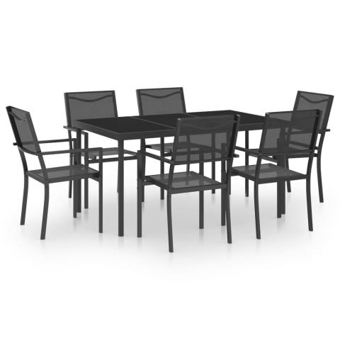 Mobilier de salle à manger d'extérieur 7 pièces acier 02_0014569