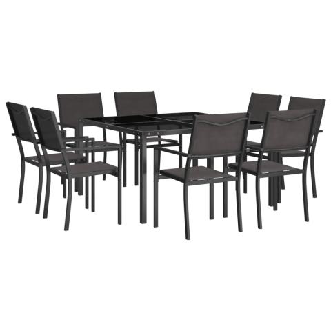 Mobilier de salle à manger d'extérieur 9 pièces acier 02_0014575