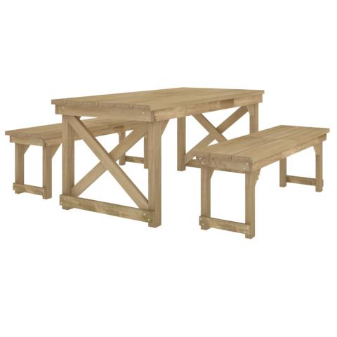 Mobilier de salle à manger de jardin 3 pièces bois de pin imprégné 02_0014580