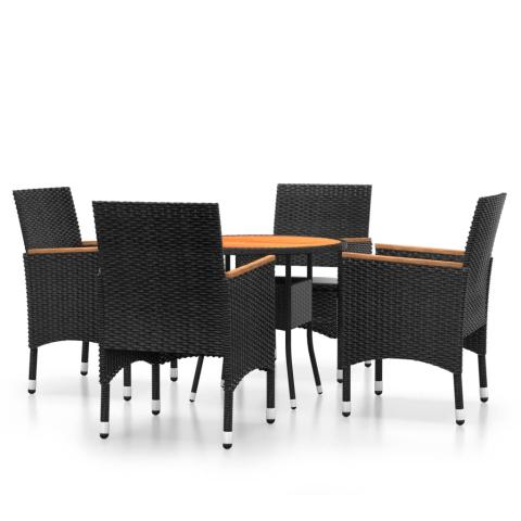 Mobilier de salle à manger de jardin 5 pièces résine tressée noir 02_0014595 Mobilier de salle à manger de jardin 5 pièces résine tressée noir 02_0014595