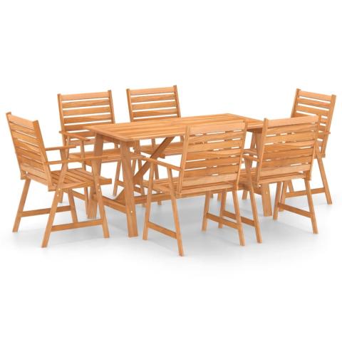 Mobilier de salle à manger de jardin 7 pièces bois d'acacia solide 02_0014597