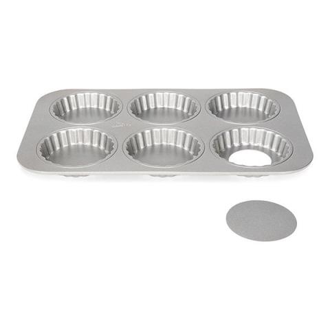 Moule 6 tartelettes acier revêtu fond amovible 10 cm Patisse Moule 6 tartelettes acier revêtu fond amovible 10 cm Patisse
