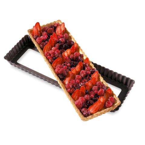 Moule à tarte amovible rectangle acier revêtu anti-adhérent bords cannelés 36 cm Mathon