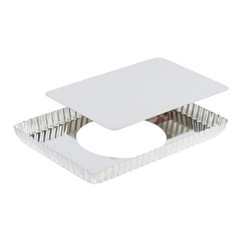 Moule à tarte rectangulaire en fer blanc fond amovible bords cannelés Gobel