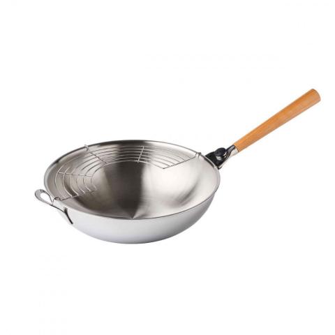 O'wok gourmet inox-poignee bois-grille Mastrad O'wok gourmet inox-poignee bois-grille Mastrad