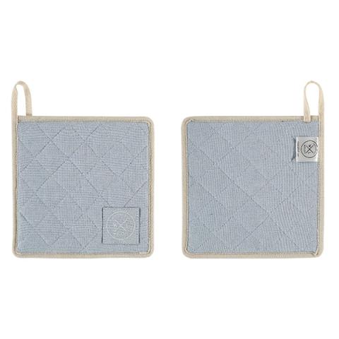 Paire de maniques de cuisine en coton recyclé bleu ciel Witloft