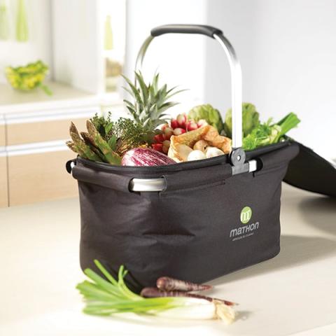 Panier isotherme noir pliable avec anse rabattable Mathon Panier isotherme noir pliable avec anse rabattable Mathon