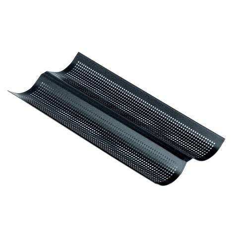 Plaque perforée 2 baguettes - antiadhérent Obsidian - 380 x 160 mm Gobel Plaque perforée 2 baguettes - antiadhérent Obsidian - 380 x 160 mm Gobel