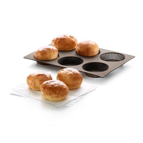 Plaque perforée 6 petits pains ronds en silicone Lékué