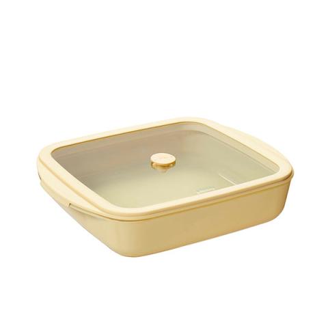 Plat à four carré en verre borosilicate avec couvercle Crème 1,6 L Pebbly Plat à four carré en verre borosilicate avec couvercle Crème 1,6 L Pebbly