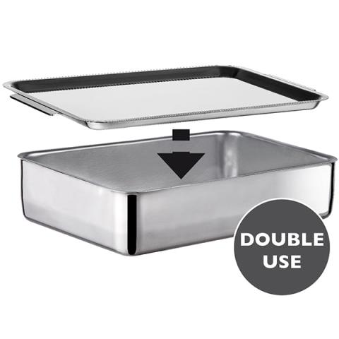 Plat à four Inox extra profond avec couvercle Duplex Inoxriv