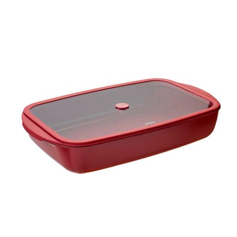 Plat à four rectangulaire en verre borosilicate avec couvercle Grenat 3,6 L Pebbly Plat à four rectangulaire en verre borosilicate avec couvercle Grenat 3,6 L Pebbly