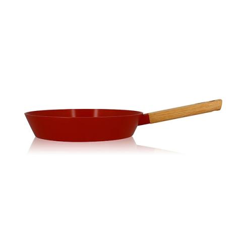 Poêle Ector induction aluminium revêtu manche en bois 28 cm rouge Ogo