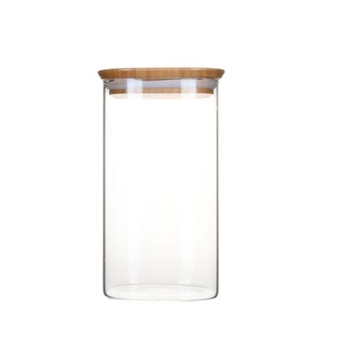 Pot en verre carré couvercle en bambou 1,4L Pebbly Pot en verre carré couvercle en bambou 1,4L Pebbly