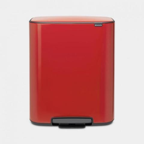 Poubelle à pédale tri sélectif 2x30l rouge - Brabantia - 211522 - rouge