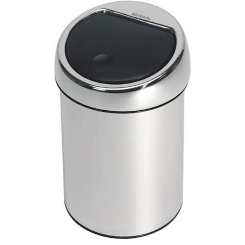 Poubelle murale 3 litres Brabantia Touch-bin ronde inox brillant