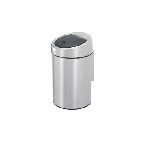 Poubelle murale 3 litres Brabantia Touch-bin ronde inox mat