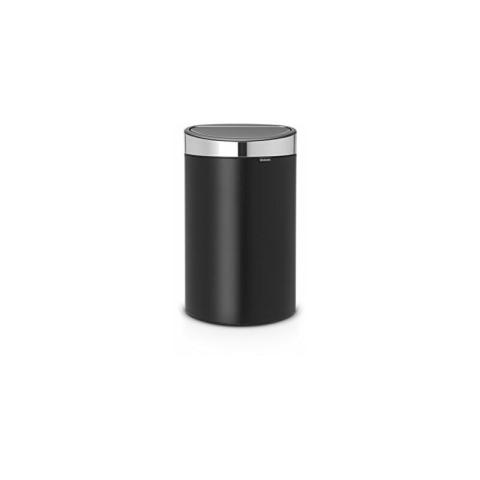 Poubelle Touch Bin, 40 litres, Acier inoxydable/Noir Mat, Capacité 40 Litres, 72,7 cm x 43,5 cm x 30,2 - Brabantia