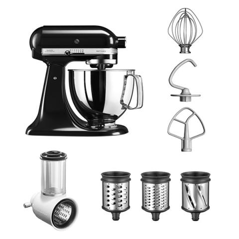 Robot artisan noir 5KSM175PS avec accessoire tranchoir et râpes 3 cylindres 5KSMVSA Kitchenaid