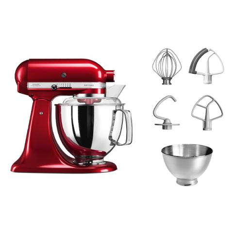 Robot pâtissier Artisan à tête inclinable 4,8 L 300 W rouge pomme d'amour 5KSM175PSECA Kitchenaid Robot pâtissier Artisan à tête inclinable 4,8 L 300 W rouge pomme d'amour 5KSM175PSECA Kitchenaid